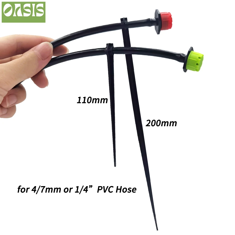OASIS 50-1000 Uds jardín 1/4 "palo soporte de vástagos fijos 11cm 20cm para riego por goteo 4/7mm tubo de manguera insertando el suelo