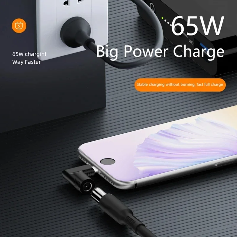 Cable de carga rápida USB C para Lenovo, cargador de ordenador portátil, Conector de CC, enchufe cuadrado A Adaptador tipo C PD, convertidor para tableta y Notebook, 65W