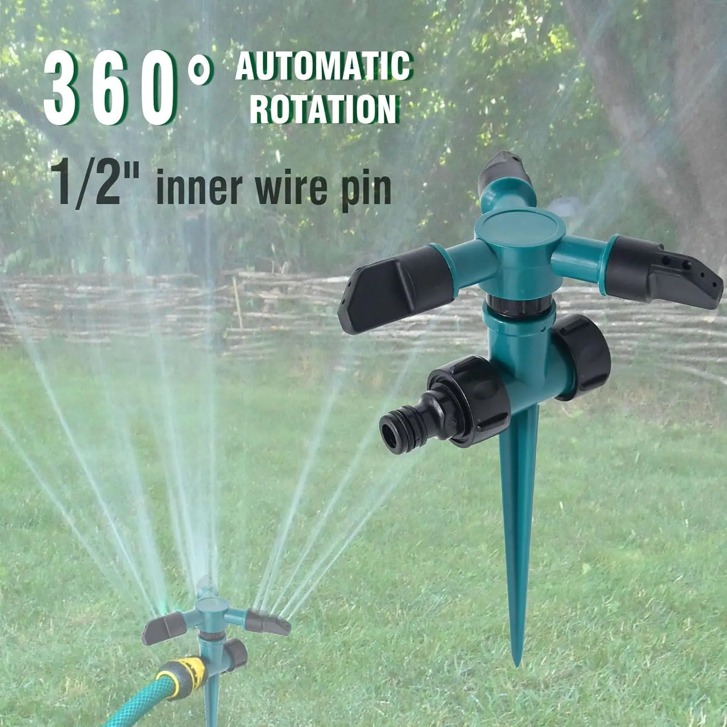 Aspersor automático de jardín, aspersor de riego de jardín, agua giratoria de 360 grados para riego agrícola