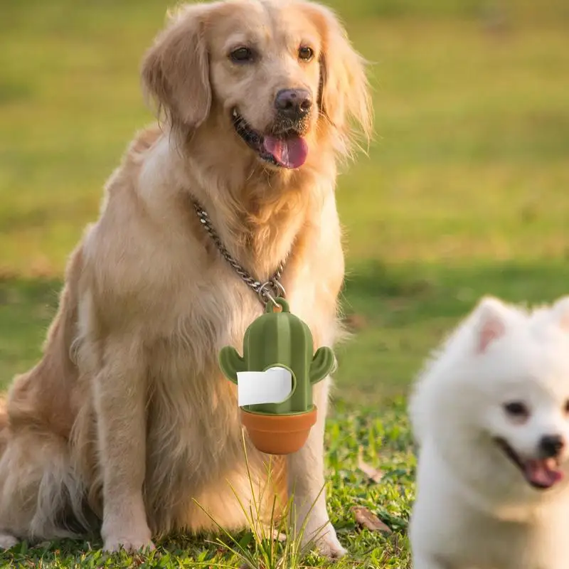 Bolsas para recoger caca de perro, dispensador de Cactus, bolsas de almacenamiento para caca de perro, soporte portátil para bolsa de caca de perro, contenedor al aire libre para senderismo y