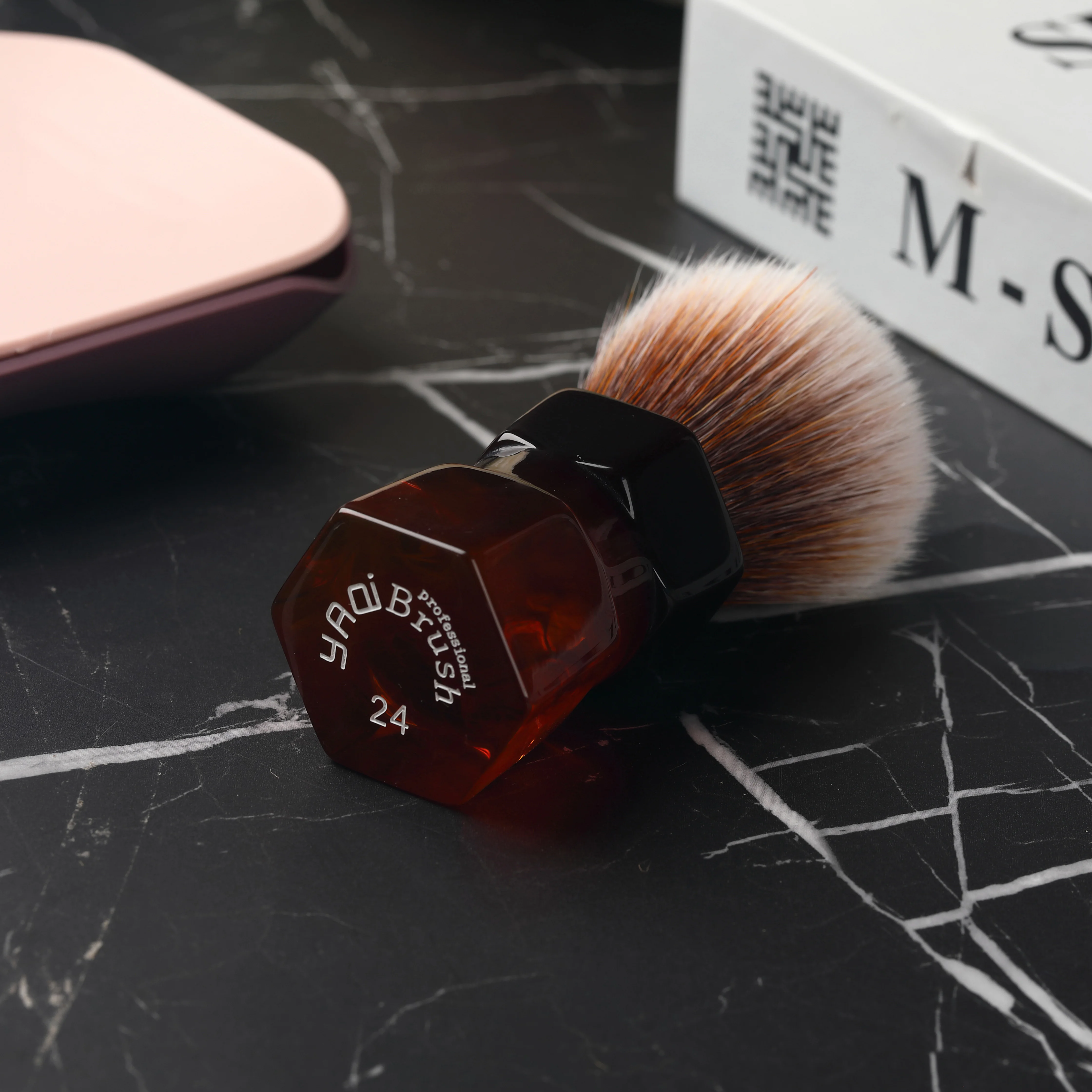 YAQI-brocha de afeitar de pelo sintético para hombre, 24mm, Moka Express