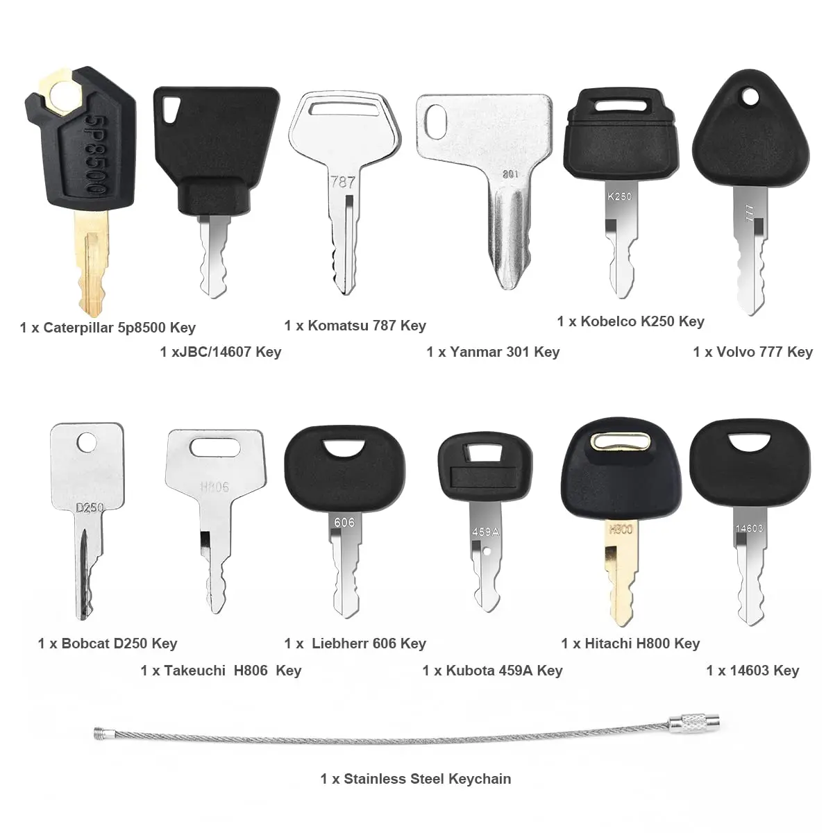 Llave de encendido de construcción de equipos pesados de 12 llaves para Caterpillar Jcb Yanmar Kobelco para excavadora Volvo BOBCAT Hitachi Komatsu