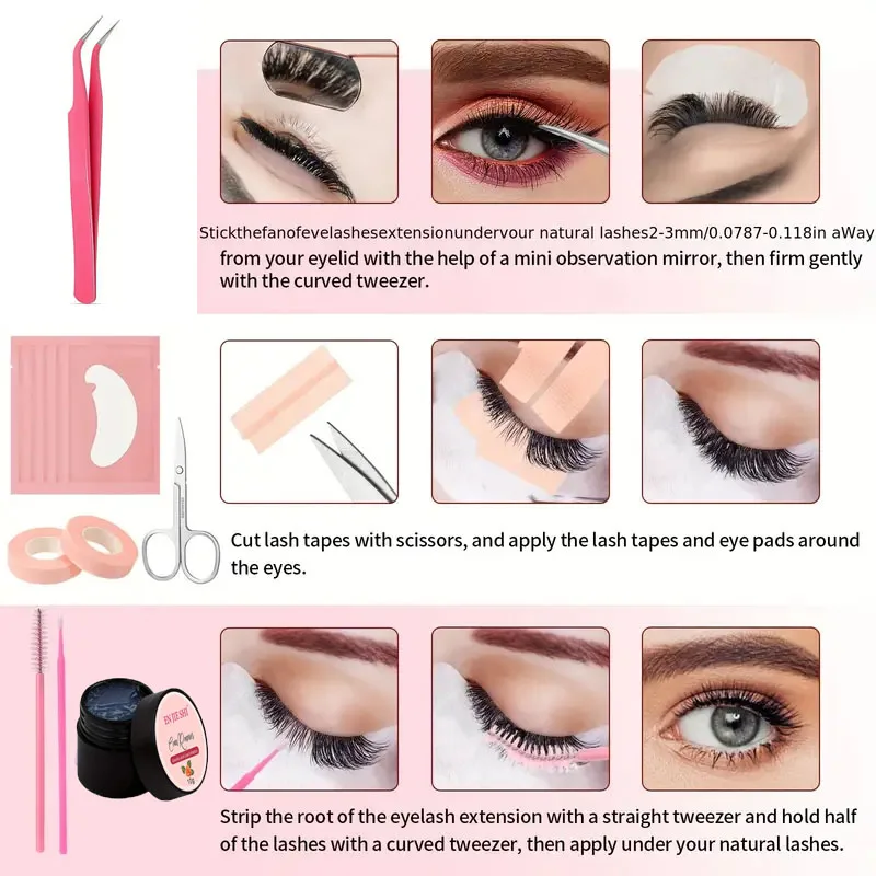 Kit Profesional de Práctica para Extensión de Pestañas Postizas, Injerto de Pestañas para Principiantes, Set de Herramientas de Maquillaje