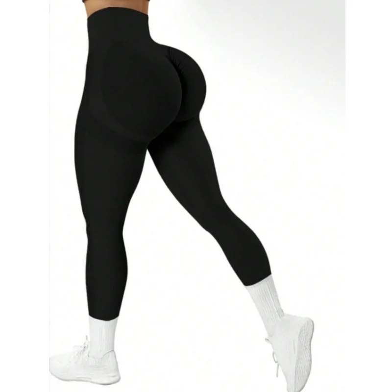 Pantalones de Yoga Ajustados para Mujer, Sin Costuras, Color Sólido, Multicolor Opcional, Cintura Alta, Pantalones Capri para Ejercicio y Running