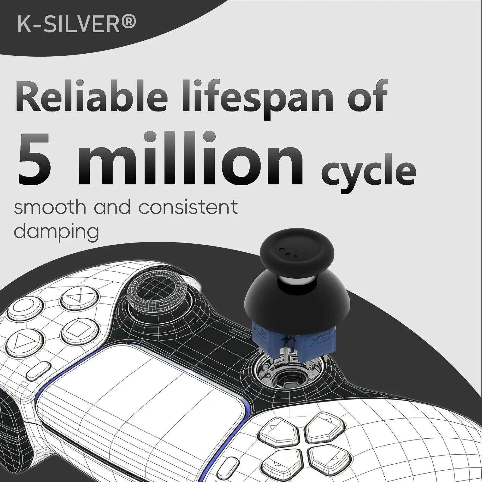 Para PS5 PS4 K-SILVER JT13-005 320 Joystick Magnético TMR con Tensión Ajustable 30-80gf Módulo de Reparación de Palanca Antideriva
