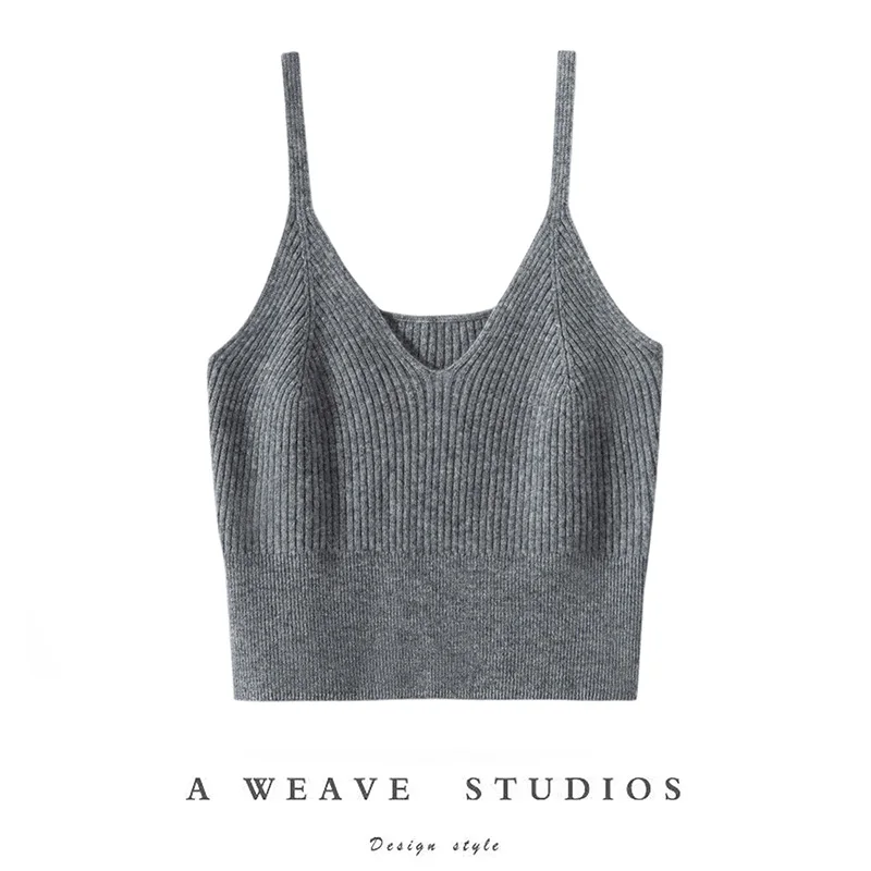 Camiseta sin mangas clásica de cachemira para mujer, 100% transpirable, informal, sexy, versátil, de moda, para todas las estaciones