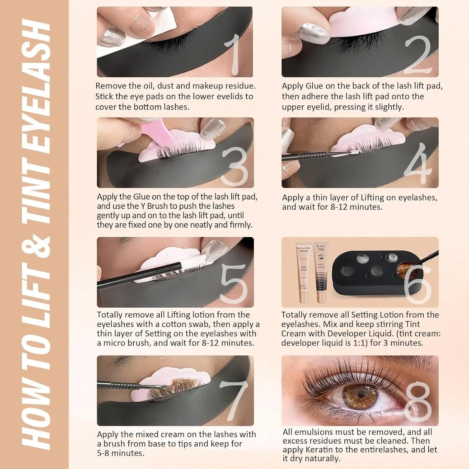 Kit de Lifting de Pestañas y Tinte Libeauty, Kit de Laminación de Cejas, Fácil de Usar para Principiantes, Pestañas o Cejas Más Gruesas y Voluminosas