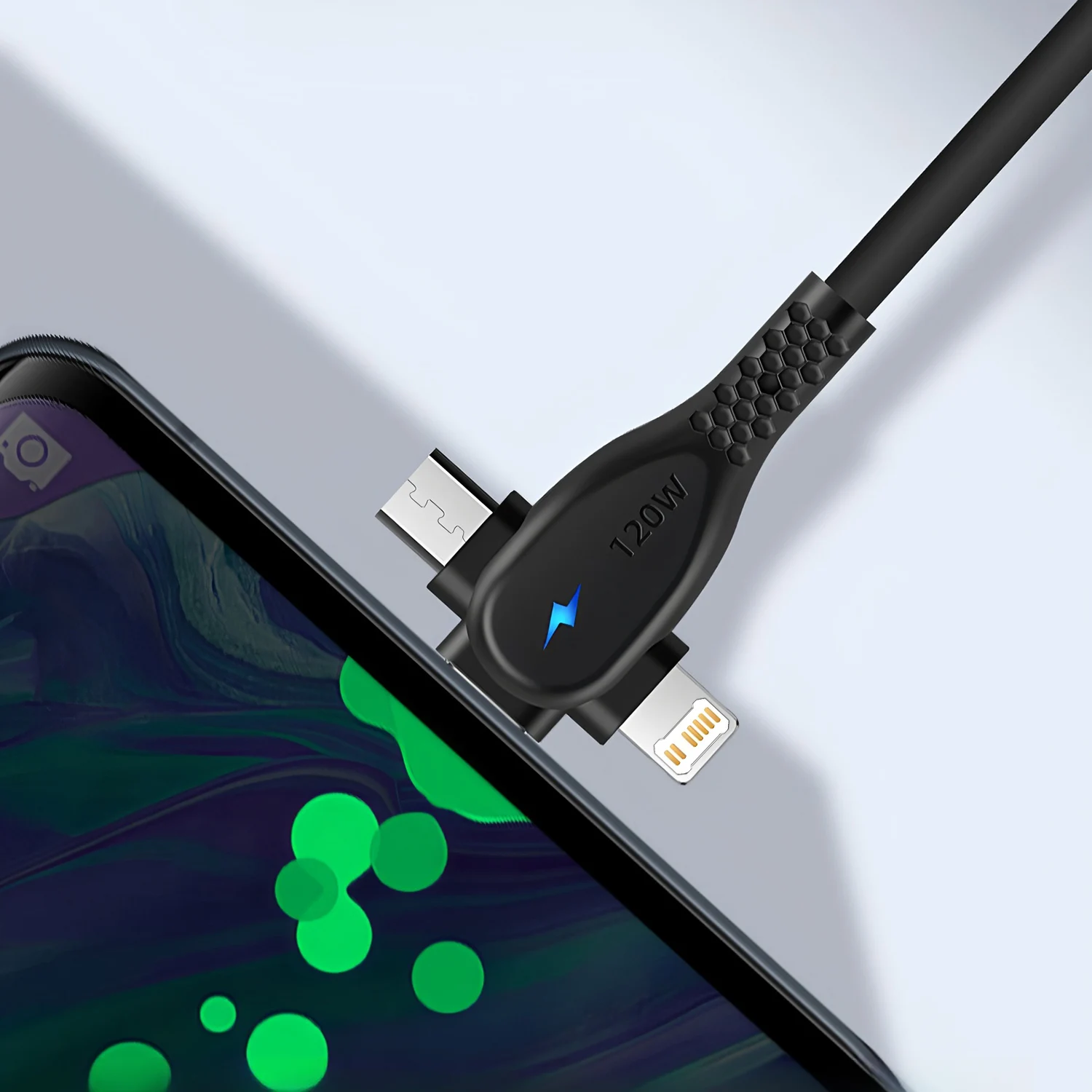 Cable USB 3 en 1, Cable cargador Micro USB tipo C, puerto USB Multi 5A, Cable de carga rápida para Xiaomi iPhone 13 14 15 Pro Max Samsung