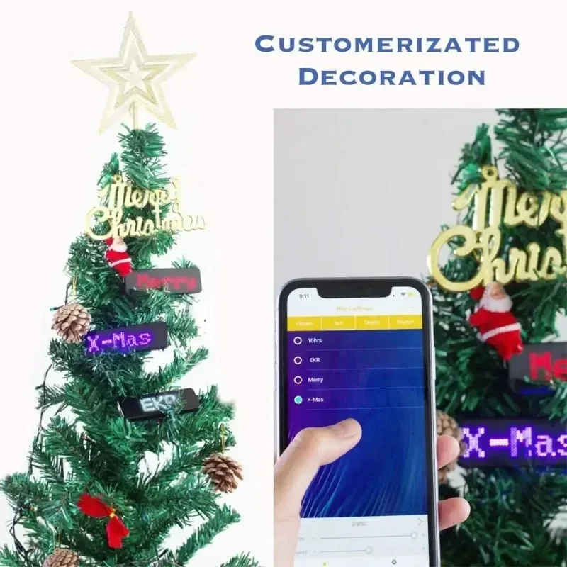 Insignia LED Digital recargable con Bluetooth, tablero de mensajes défilante programable DIY, Mini pantalla LED, etiqueta de nombre LED