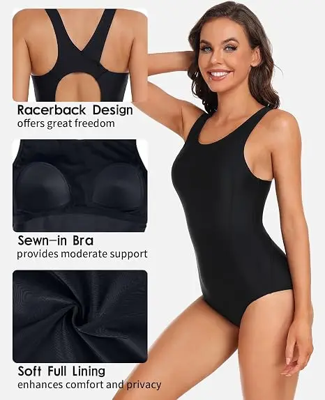 Anfilia-bañador deportivo de una pieza para mujer, traje de baño con estampado conservador triangular sin espalda, ropa de playa de retales