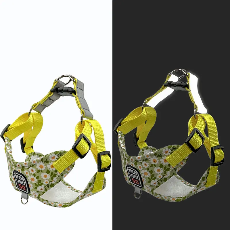 Arnés para perros de nailon, correa reflectante para el pecho para perros sin tirones, Collar ajustable transpirable para perros pequeños y gatos