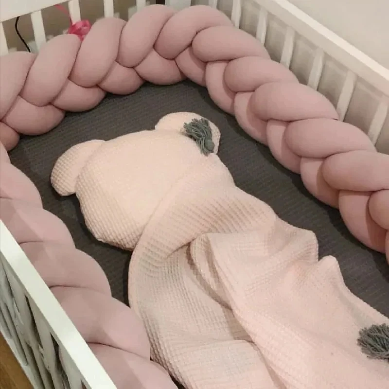 Protector de cuna de bebé de 1M/2M/3M/4M, cojín con nudo trenzado para niños pequeños, 3 partes, parachoques para cama de bebé en la cuna para recién nacidos