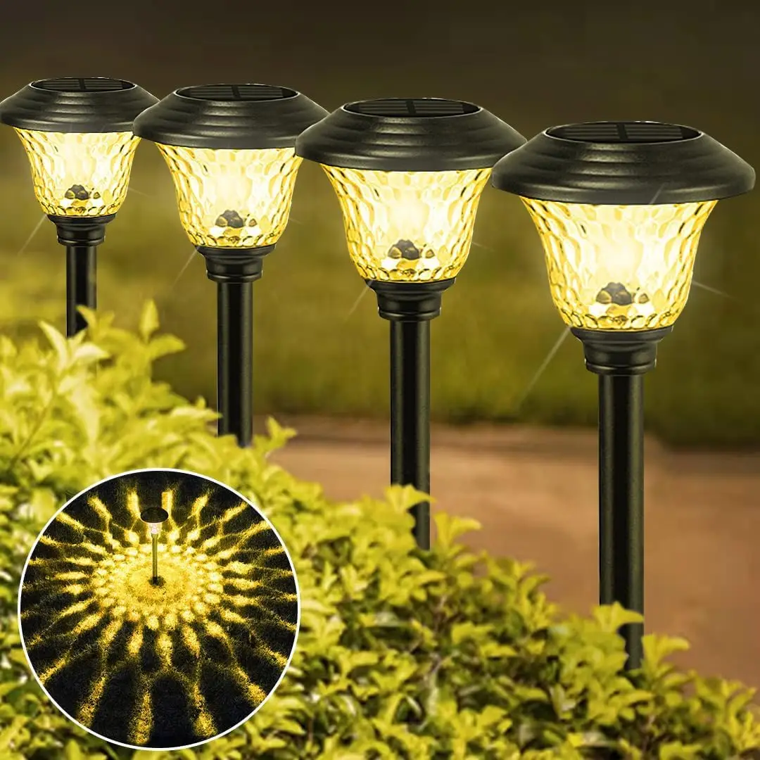 Luces solares para caminos, lámpara Solar para exteriores, cambio de Color RGB/blanco cálido IP67, luces solares LED impermeables para camino de jardín