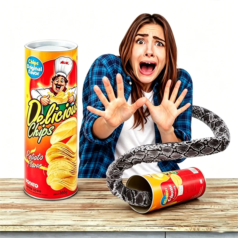 Juguetes de Broma Divertidos para Adultos, Artículos de Broma, Lata de Papas Fritas con Serpiente Saltarina, Juguete de Broma para el Día de los Inocentes, Decoración para Fiestas de Halloween