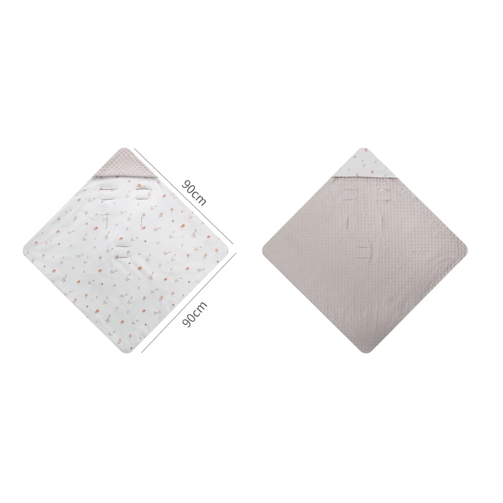 Manta para asiento de coche para bebés con capucha a prueba de viento, 90x90Cm, doble cara, usable en otoño e invierno, cálida para niños y niñas, manta para bebé
