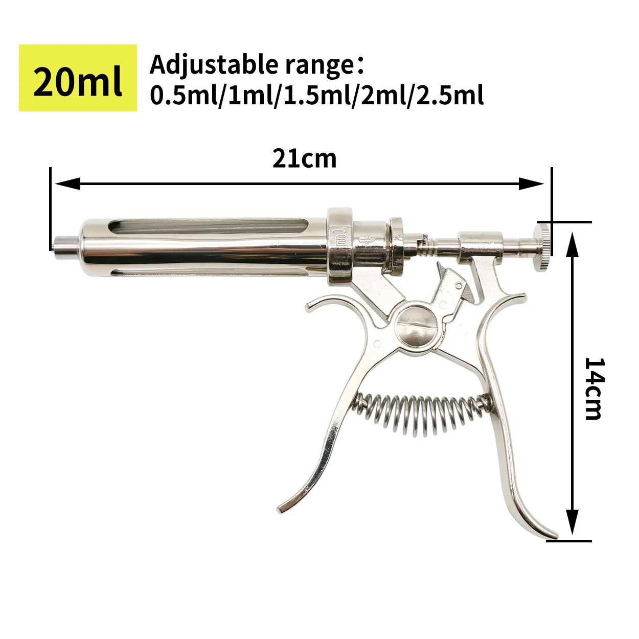 Jeringa de inyección continua para animales veterinarios, pistola de vacunación automática de acero inoxidable de 10/20/50ml para vacas, cerdos y ovejas
