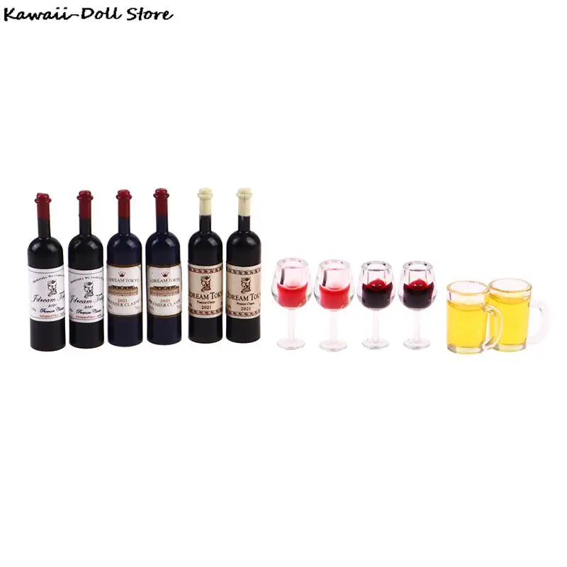 Copa de vino en miniatura para casa de muñecas 1:12, Mini copa de vino tinto, modelo para casa de muñecas OB11 BJD, accesorios de decoración para cocina y restaurante
