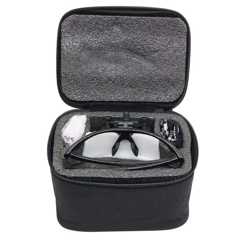 Caja para lupas Binocular, estuche de tela para lámpara de cabeza Dental, batería, bolsa anticaída con cremallera, accesorios de lupa útiles
