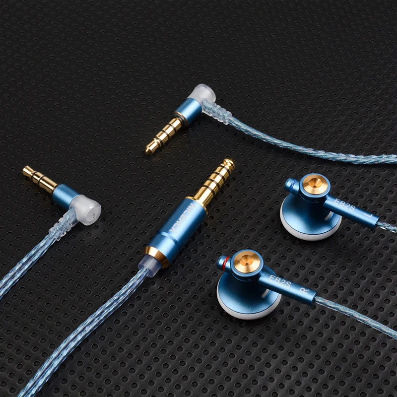 NiceHCK-auriculares EB2S PRO de cabeza plana con micrófono, dispositivo de audio con cable de 3,5mm, LCP, diafragma dinámico, música, Vocal, 4,4/15,4mm