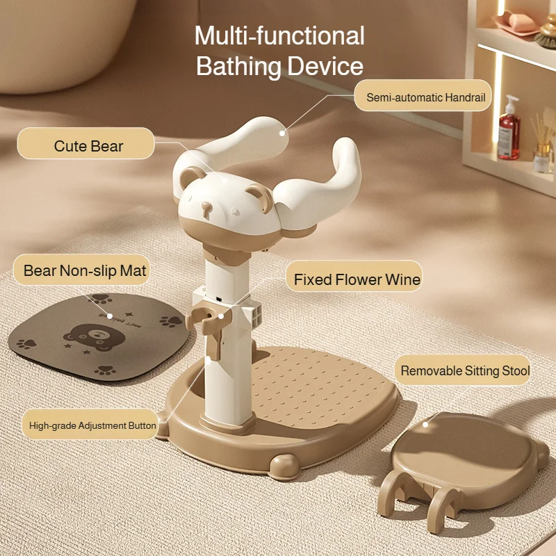 Soporte de Ducha Ajustable para Bebés, Dispositivo de Baño Infantil Antideslizante para el Hogar, Soporte de Baño para Bebés