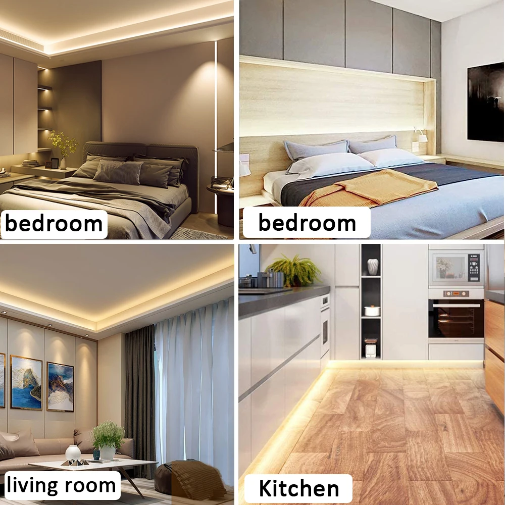 Tira de LED COB de 220V de Alta Luminosidad, Cinta Flexible para Iluminación de Habitaciones, Dormitorios y Cocinas