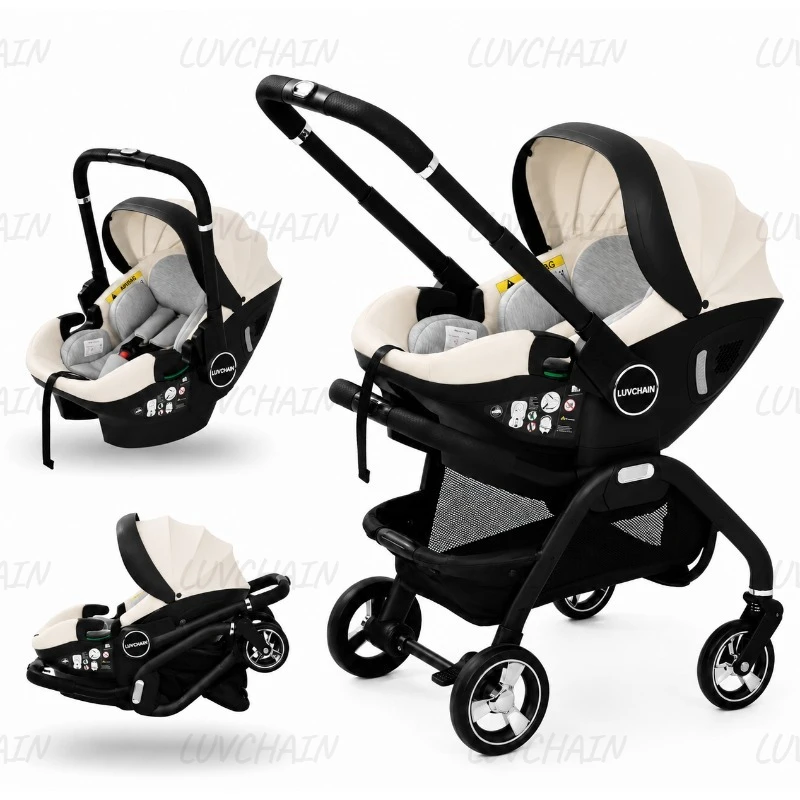 Cochecito de bebé portátil 3 en 1, cesta de dormir para recién nacido, asiento de coche multifunción para niños, carrito de bebé plegable de lujo