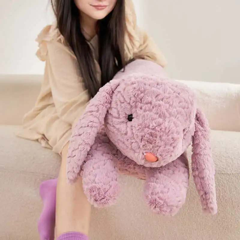 Almohada larga de conejo de peluche para el cuerpo, cojín grande y bonito de conejo relleno para dormir, almohada decorativa para el cuerpo, cojín para respaldo de silla, decoración