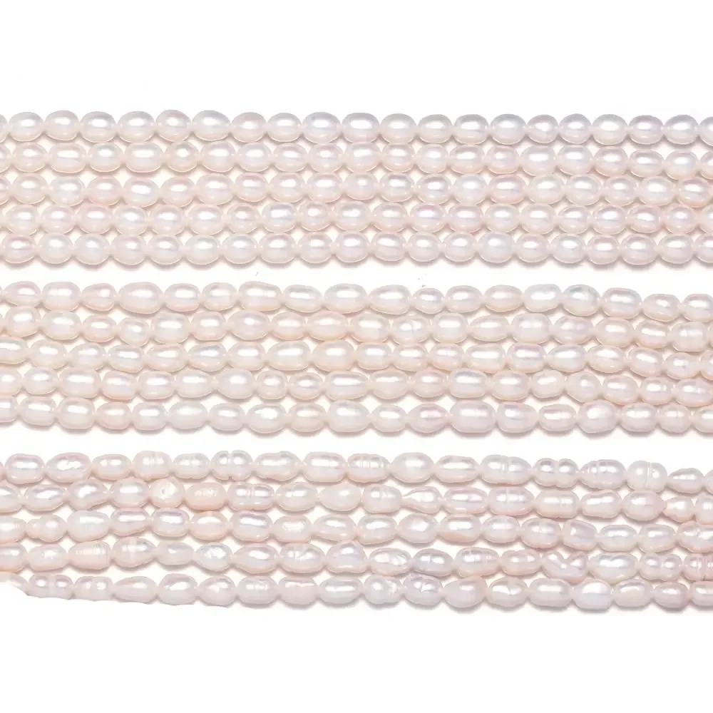 Cuentas de perlas naturales de agua dulce, cuentas sueltas con forma de arroz de alta calidad para DIY, elegante collar, pulsera, fabricación de joyas