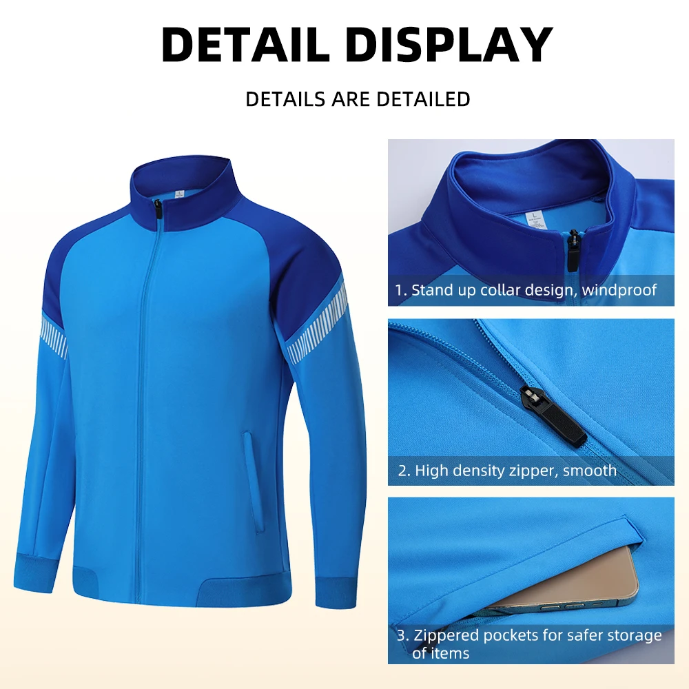 Chándal de fútbol de manga larga para adultos, abrigo, Jersey, chaqueta de uniforme de fútbol, ropa deportiva de entrenamiento para equipo de fútbol sala para niños