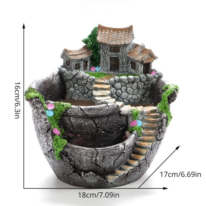 Maceta de plantas suculentas, maceta de resina, soporte para maceta de escritorio, decoración del jardín del hogar, soporte para plantas