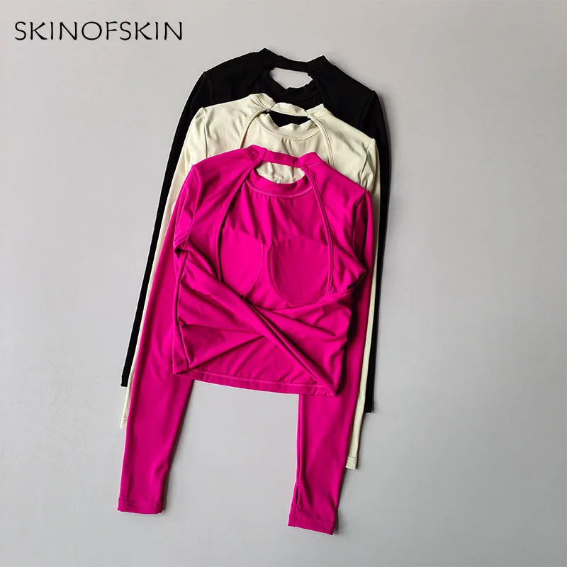 Top deportivo con espalda Sexy para mujer, traje de Yoga grande con espalda descubierta, camiseta de Fitness de manga larga picante para otoño e invierno, nuevo estilo