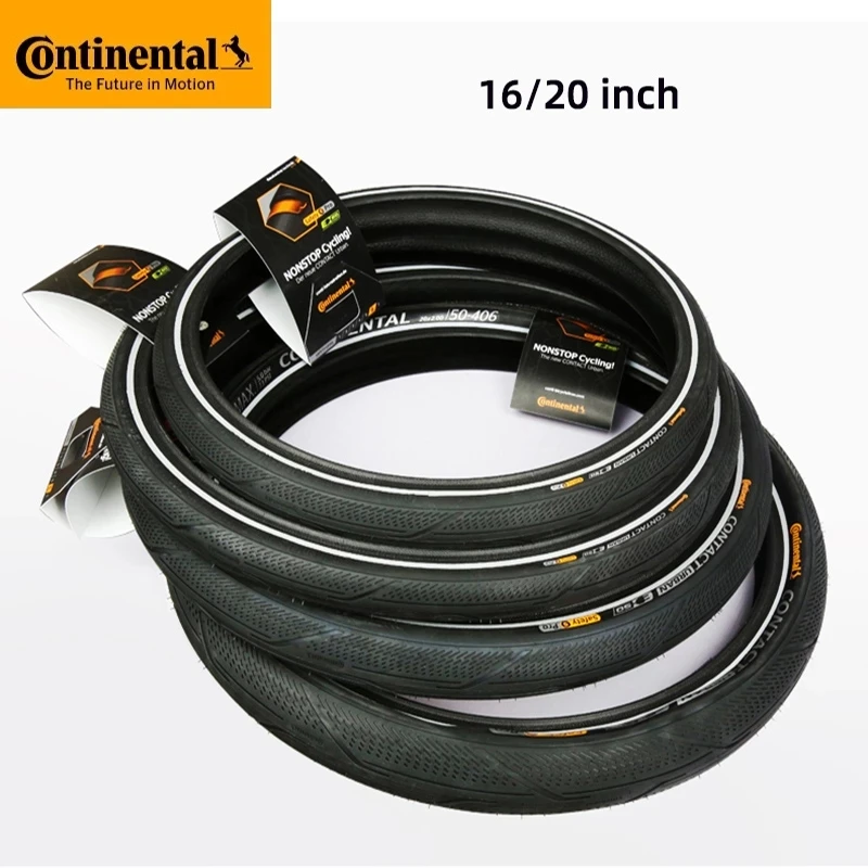 Neumático Continental Contact Urban de 16 pulgadas / 20 pulgadas 3/180Tpi a prueba de pinchazos con alambre de acero para bicicleta plegable BMX con tira reflectante