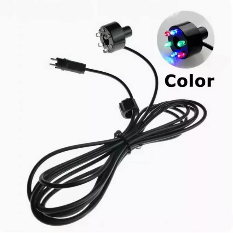 Anillo de luz subacuático de 6 LED para fuentes, estanques de peces, jardines acuáticos, adaptador de CA, blanco cálido, multicolor, blanco