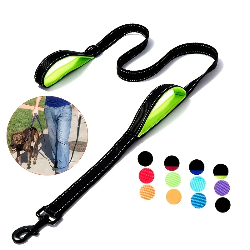 Correas para perros, cadena de entrenamiento para perros de viaje al aire libre, plomo resistente con doble mango para mayor Control, entrenamiento de seguridad, doble mango