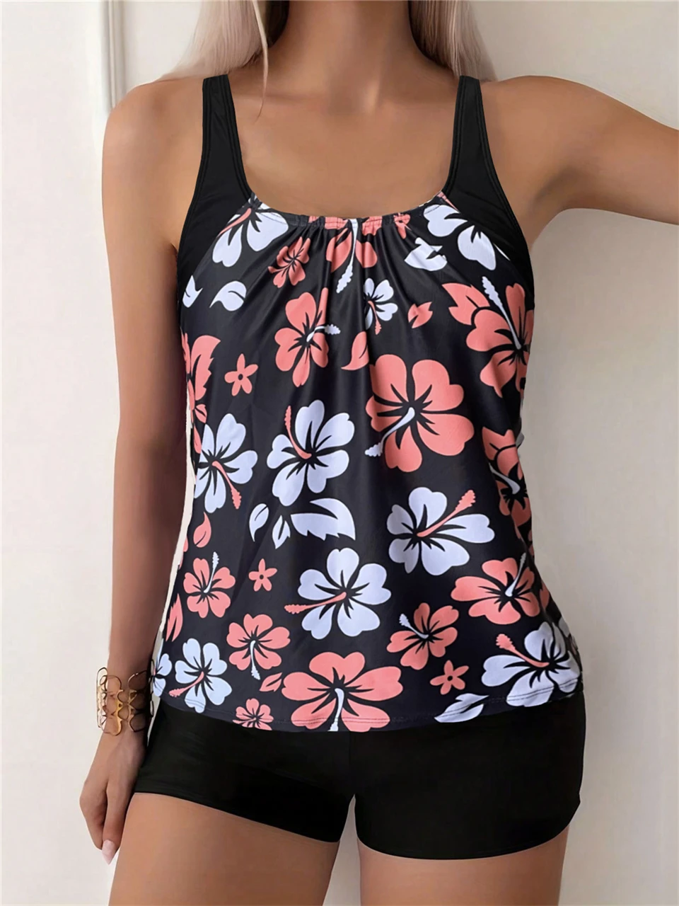 Conjunto de Tankini con Estampado Floral 2026, Traje de Baño de Dos Piezas, Traje de Baño Corto con Tirantes para Mujer, Ropa de Playa, Traje de Baño de Verano