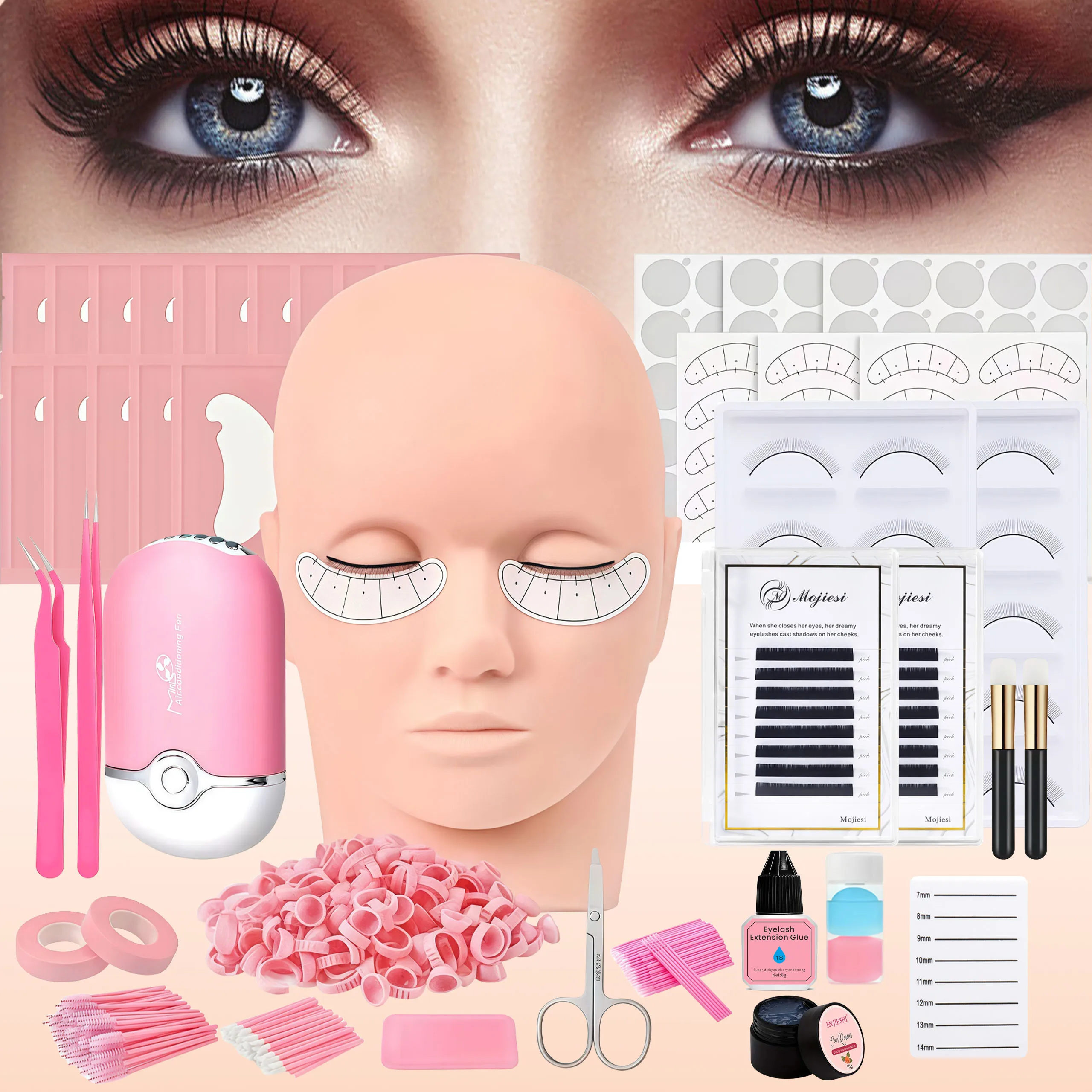 Kit Profesional de Práctica para Extensión de Pestañas Postizas, Injerto de Pestañas para Principiantes, Set de Herramientas de Maquillaje