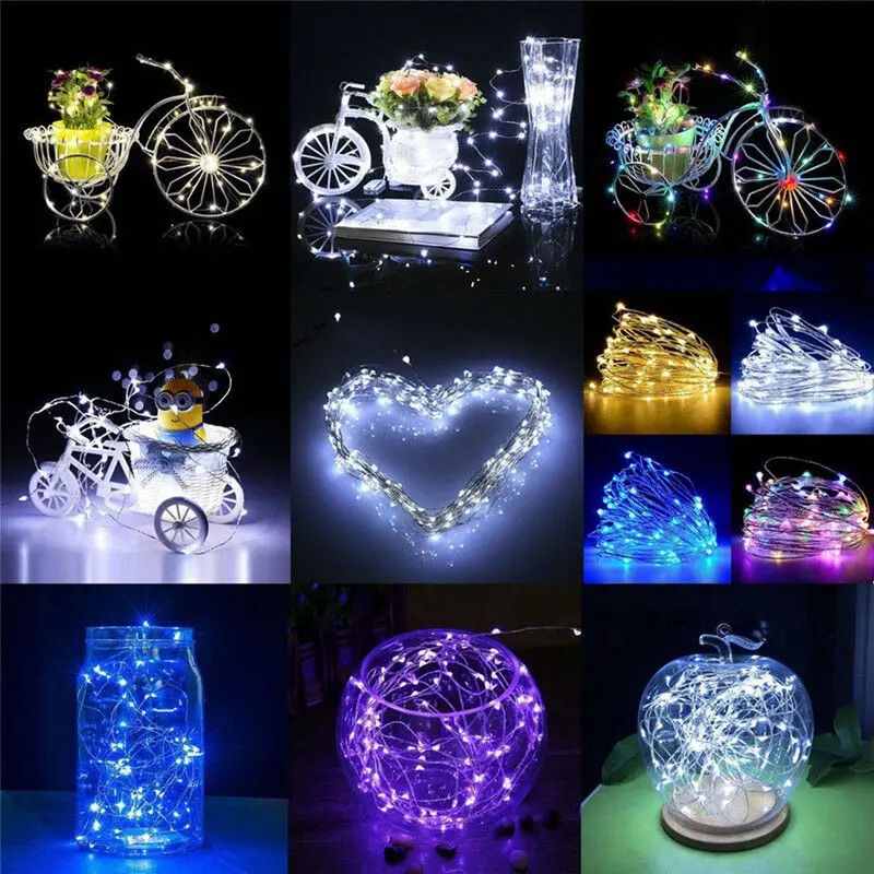Cadena de luces LED de alambre de cobre, guirnalda de hadas para árbol de Navidad, boda, fiesta, decoración, 1M, 2M, 3M, 5M, 10M, 20M, 30M