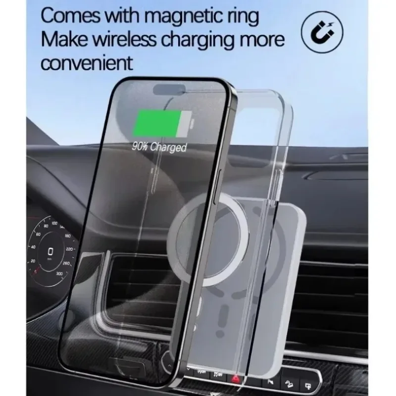 Cargador Inalámbrico Magnético para Coche, Soporte para Teléfono con Ventilación de Aire y GPS para Magsafe iPhone 17 16 15 14 13 12 Pro Max, Carga Rápida para Celular