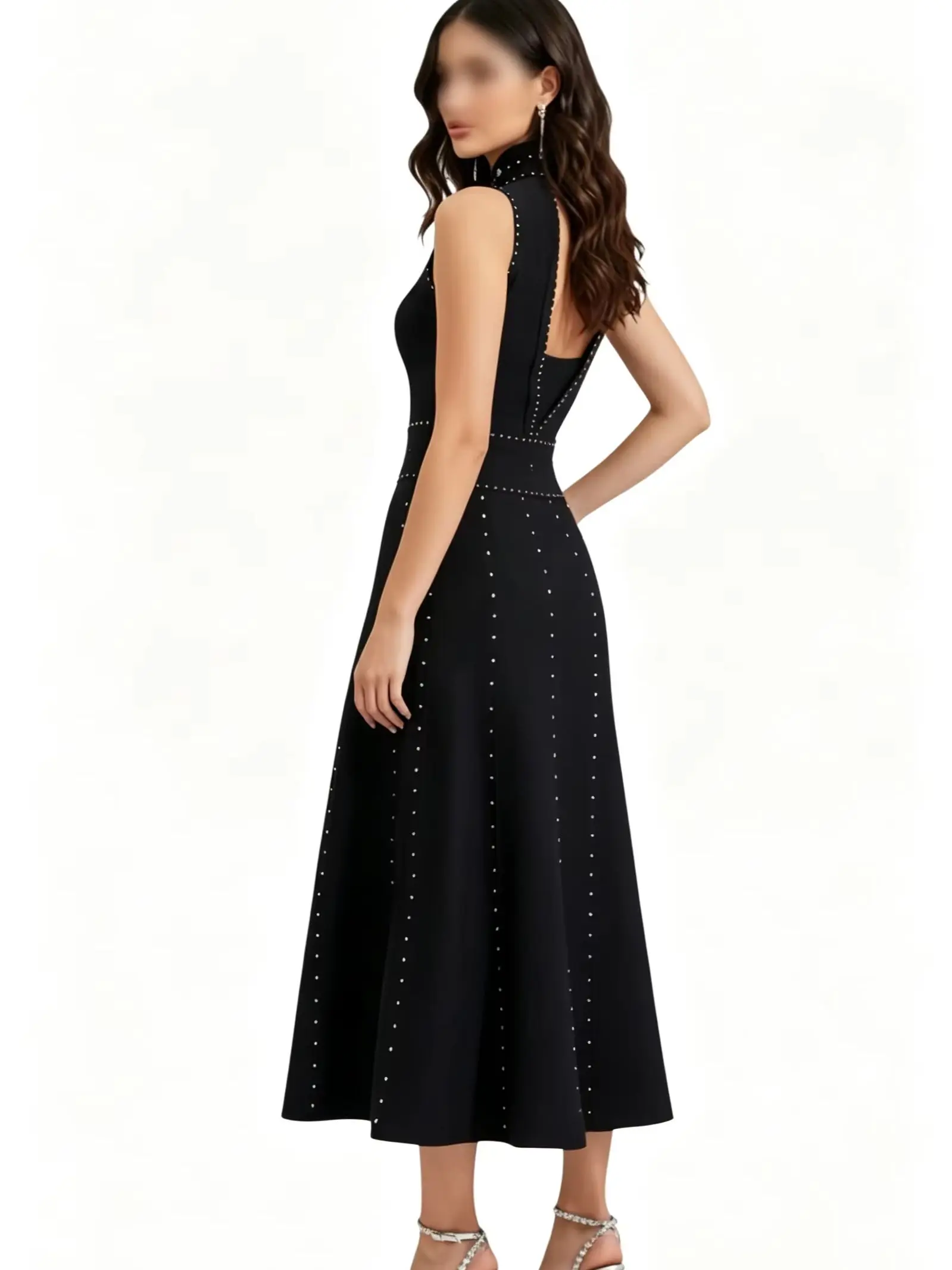 Elegante Vestido Largo Negro sin Mangas con Cuentas para Mujer, Vestido de Fiesta Vintage Sexy, Vestidos de Fiesta Femeninos en Oferta