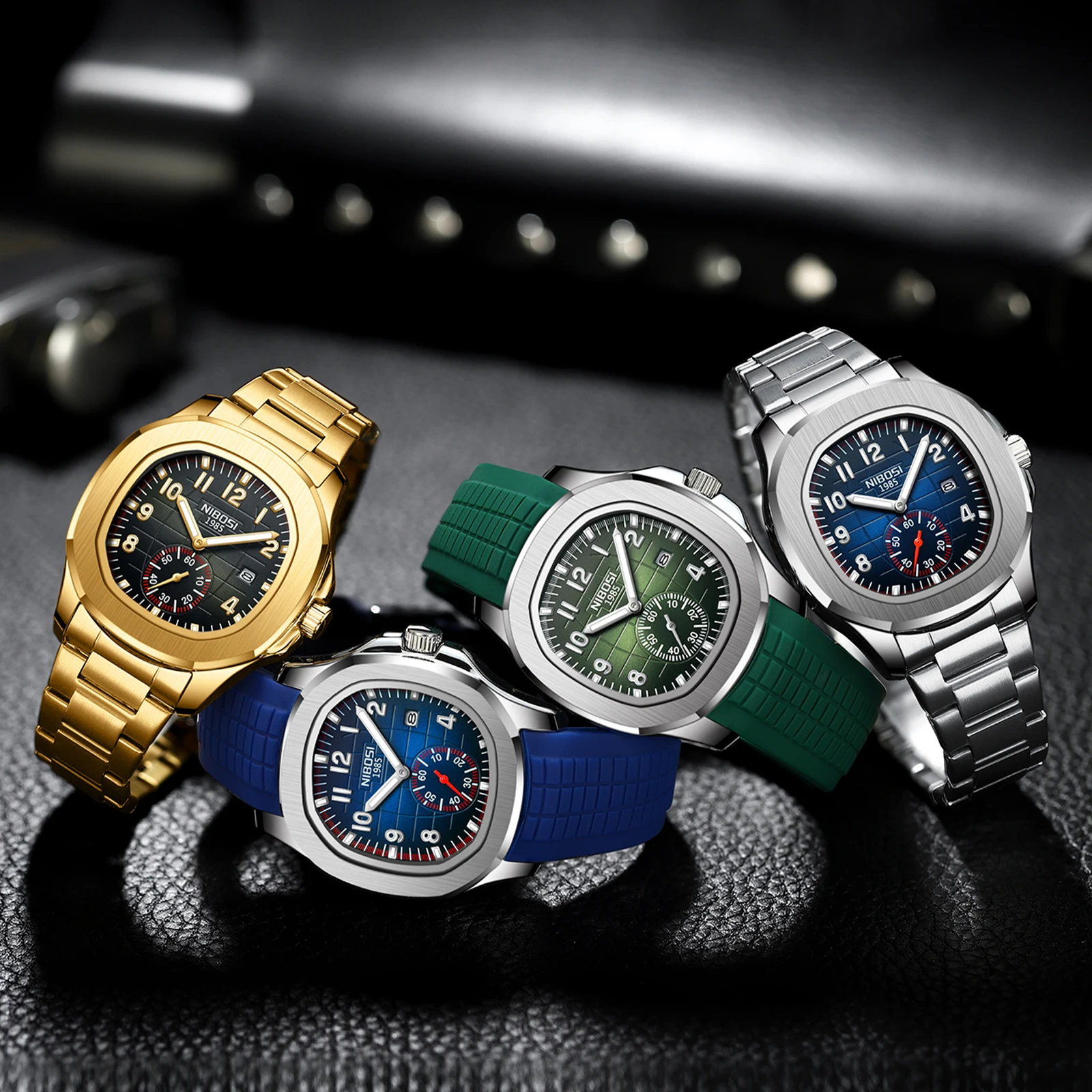 Relojes deportivos NIBOSI para Hombre, relojes de marca superior de lujo con fecha automática, relojes de cuarzo AQUANAUT luminosos resistentes al agua para Hombre, Reloj para Hombre
