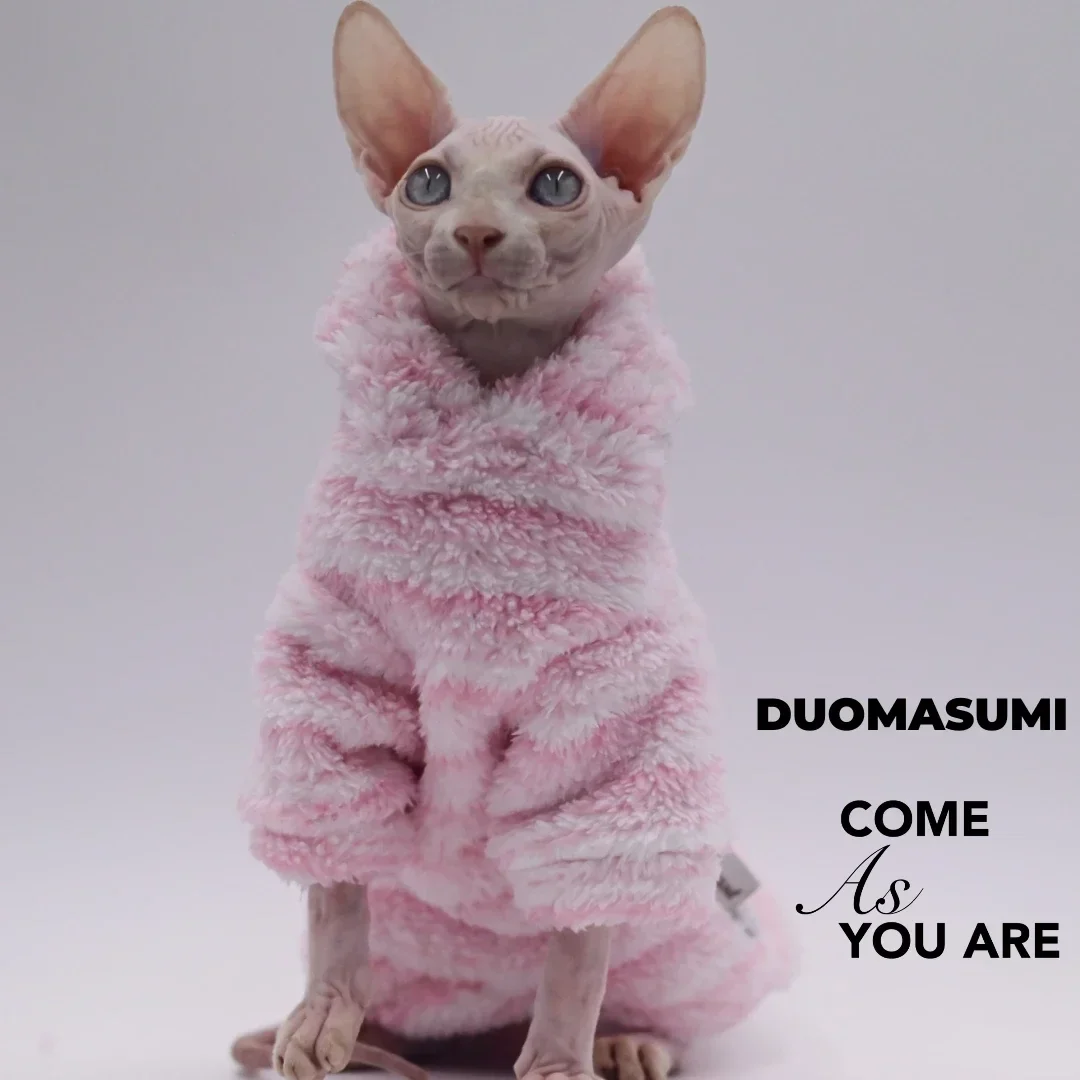 DUOMASUMI-Chaqueta de invierno suave y esponjosa de doble cara, abrigo cálido para gato, ropa gruesa para gato Sphinx Sphynx, trajes para gatos sin pelo