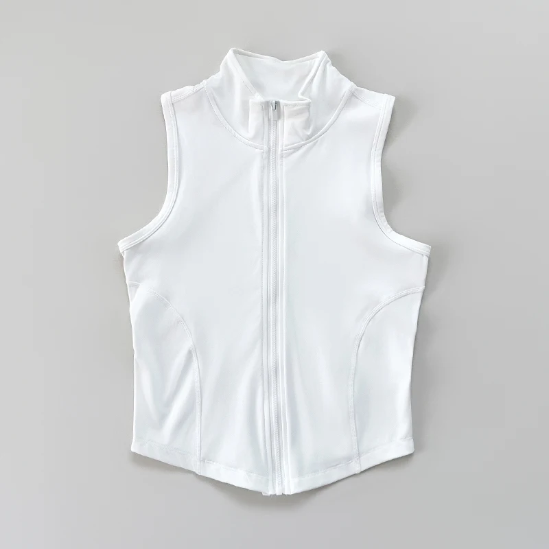 Ropa Deportiva para Mujer, Yoga, Fitness, Chaleco Deportivo sin Mangas con Cuello Alto y Cremallera, Chaleco Delgado para Yoga y Fitness