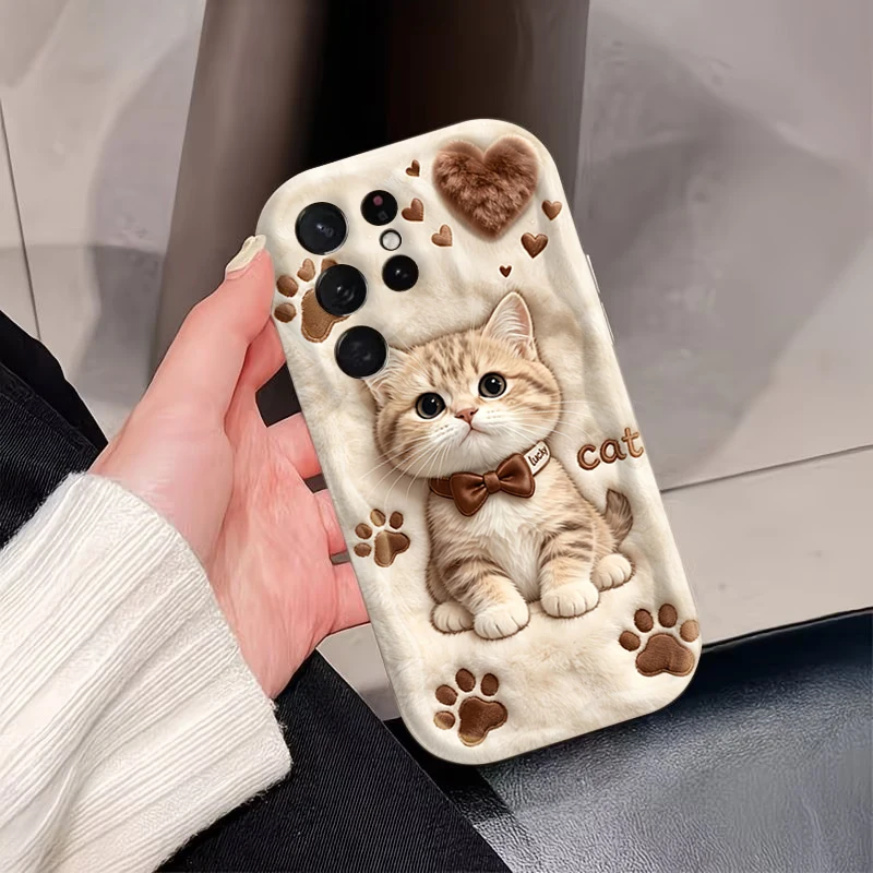Funda con estampado 2D de gato de dibujos animados para Samsung Galaxy A17 A37 A57 A56 A55 A54 A27, Funda para S26 S25 Ultra S24 S23 FE S22 Plus