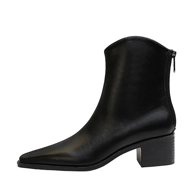 BIGTREE estilo callejero diseñador Vintage puntiagudos cremallera Mujer botines Otoño Invierno moda zapatos de tacón cuadrado Botas Mujer