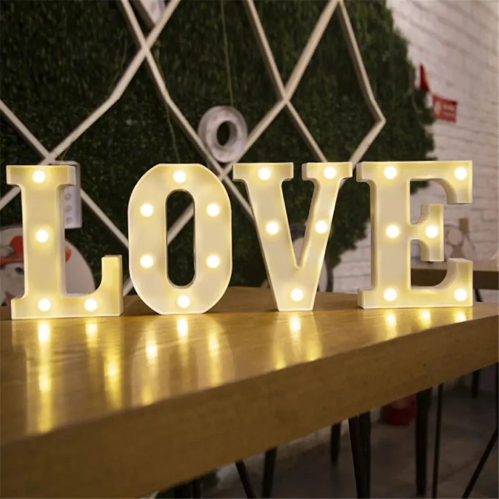 Lámpara luminosa con letras y números, luces LED del alfabeto, decoración nocturna para el hogar, boda, cumpleaños, decoración de fiesta de navidad