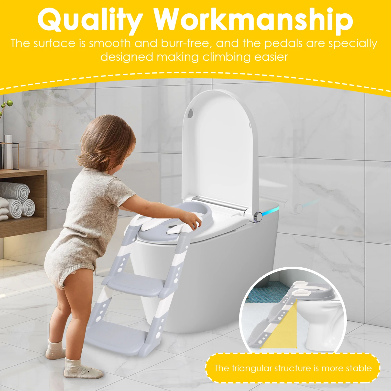 Inodoro plegable para niños recién actualizado, orinal de entrenamiento para niños, asiento para orinal, escalera, inodoro portátil para bebé, urinario, taburete con escalón