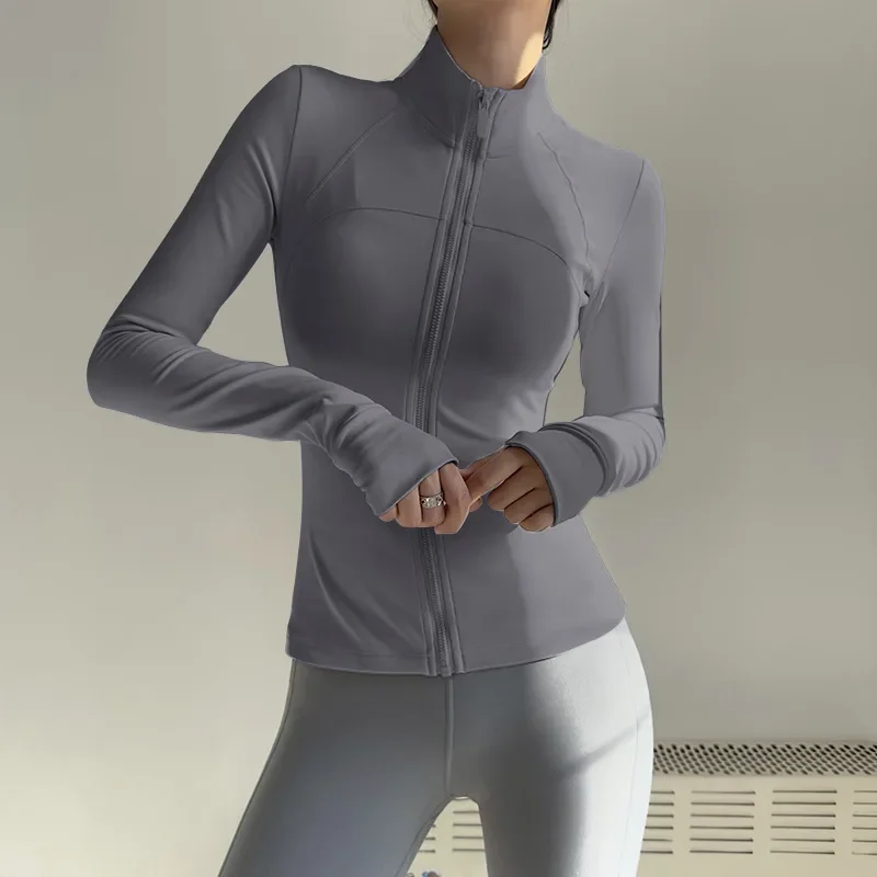 Ropa deportiva con cremallera para mujer, chaqueta deportiva de manga larga, ropa de gimnasio, camisa de Yoga para mujer, Top de secado rápido, ropa deportiva con protección solar, ropa de Yoga