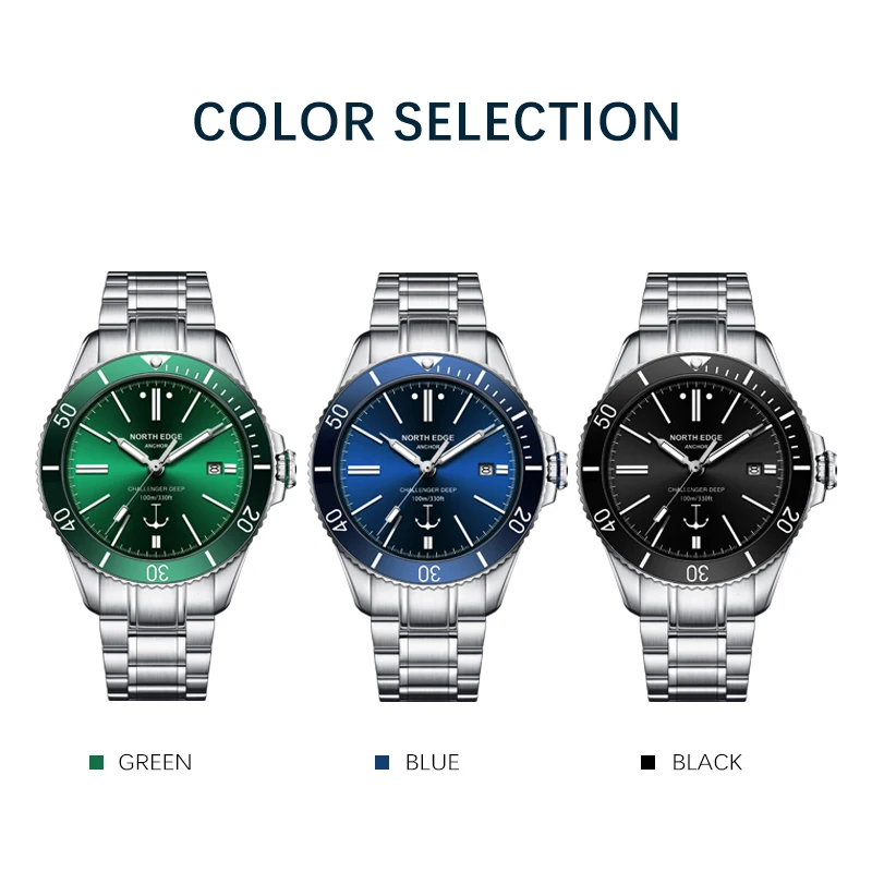 NORTH EDGE ANCHOR 42MM reloj de pulsera mecánico para hombre cristal de zafiro de lujo MIYOTA 8215 relojes automáticos 10bar reloj impermeable para hombre