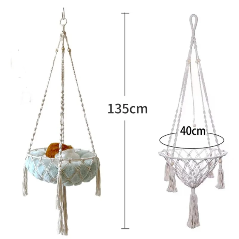 Hamaca de invierno para mascotas, columpio para gatos, cuerda de algodón tejida a mano, cesta colgante para gatos, cuerda colgante para gatitos, nido colgante para interiores, suministros para mascotas