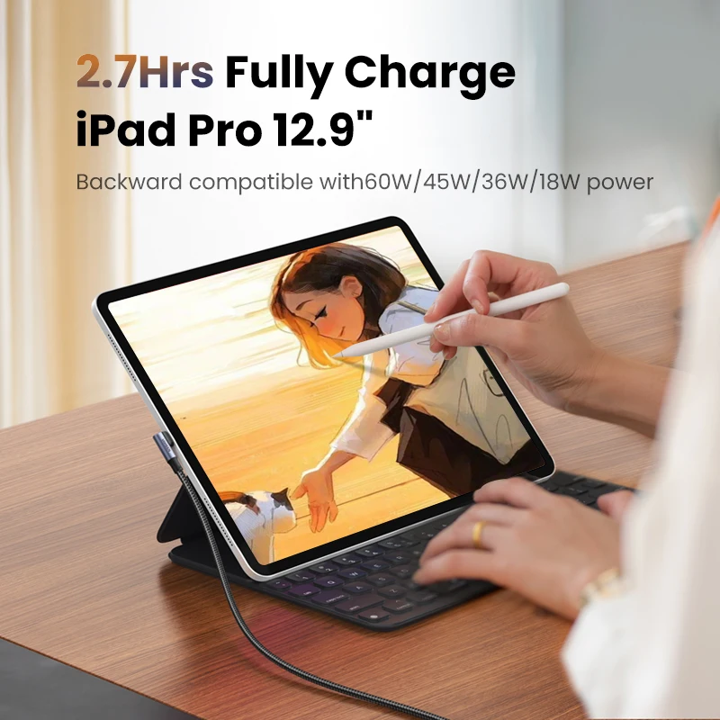 Cable en Ángulo UGREEN PD100W 60W USB C a USB Tipo C, Carga Rápida para iPhone 17 16 MacBook Samsung QC4.0 3.0, Cable de 90 Grados